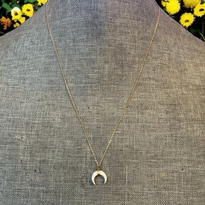 Mother of Pearl crescent reversed moon pendant necklace
